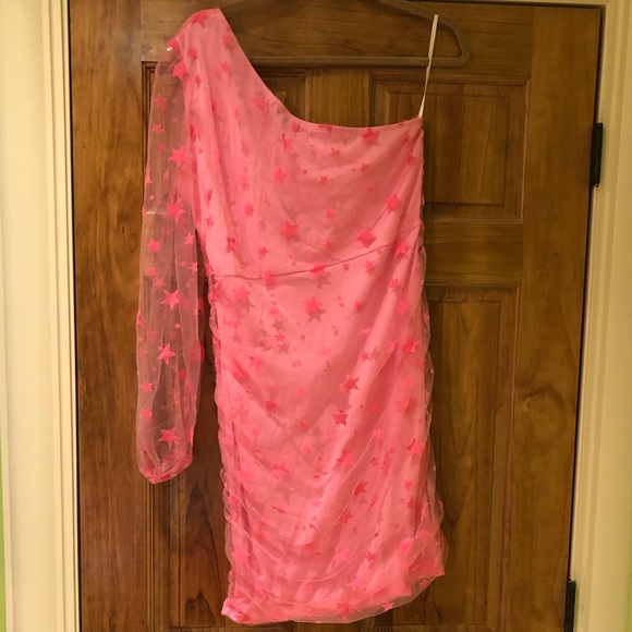 SHEIN One-Shoulder Pink Star Dress - Picture 7 of 9